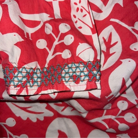 Boden Mini Boden Orange  Lined Dress With Birds Trees Mushrooms Size 2-3 Years - Picture 7 of 8